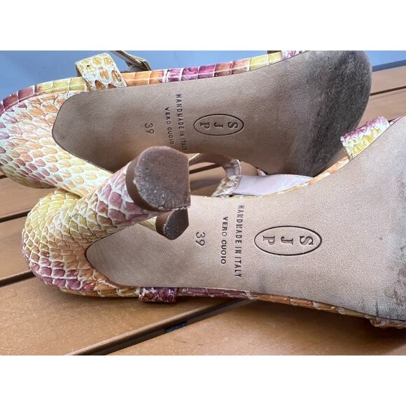 SJP Womens Sunset Pelicon Jo T Strap High Heel Sandal Z1846* Sz 39 EUR - Picture 14 of 15